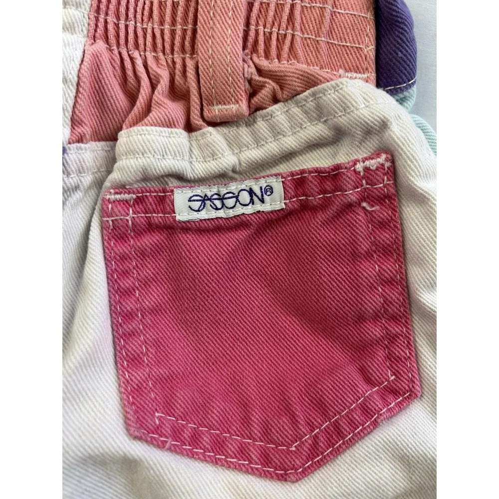Vintage 90s Season Brand Pastel Color Block Shorts Size 2T